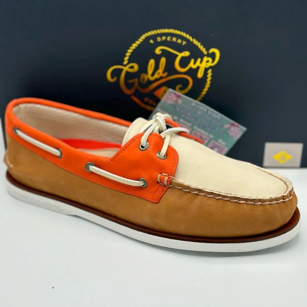 SPERRY GOLD CUP AUTHENTIC TRI‎ TONE BOAT SHOE 2 EYE (10.5)